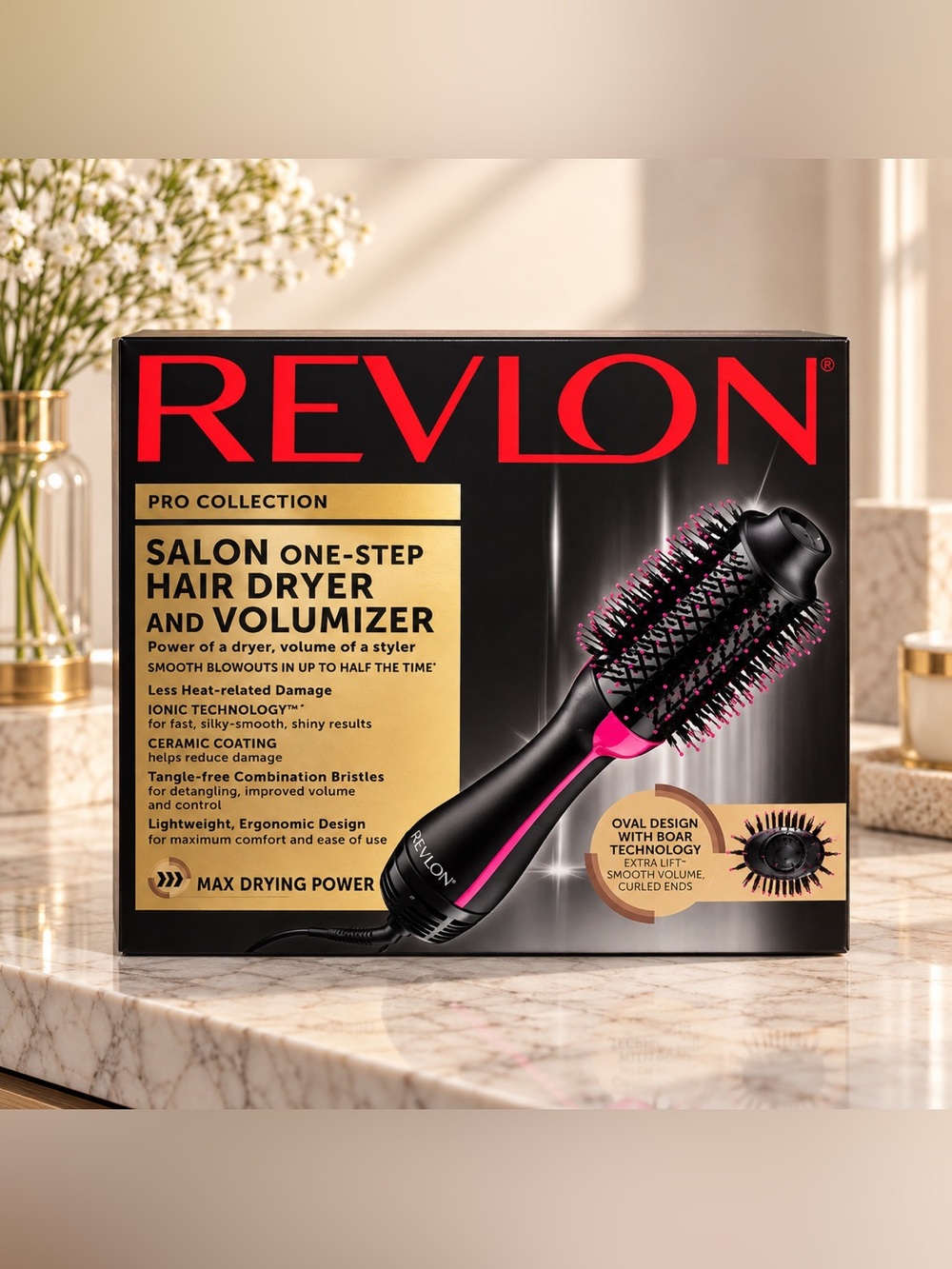 Revlon Salon One-Step Hair Dryer and Volumizer - Black and Pink